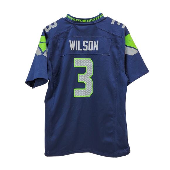 Seattle Seahawks Shirt Womens XL 18/20 Football Jersey On Field Wilson #3 Blue - Picture 2 of 12